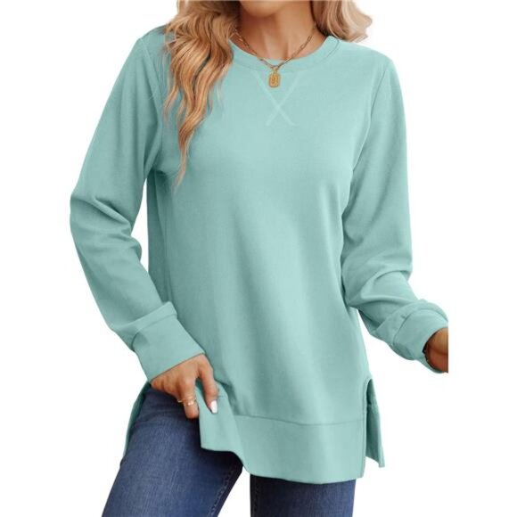 Women's Sweatshirt – Side Split, Long Sleeve Fall Fashion - Picture 1 of 6